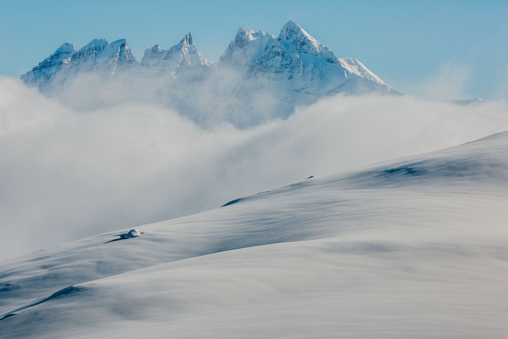 Dents du Midi snow covered mountains at the portes du soleil