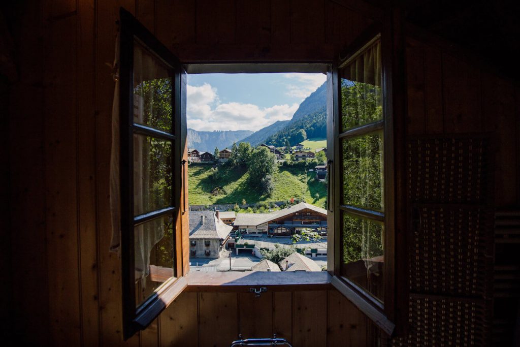 view from window at the farmhouse hotel in morzine